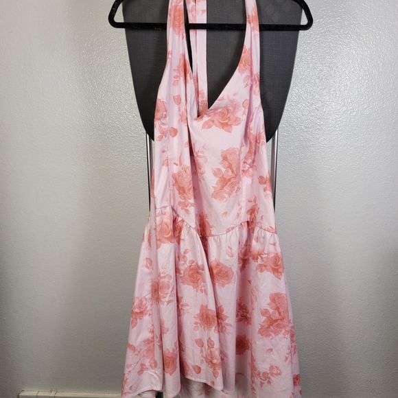 wild fable Dresses & Skirts - Wild Fable Mini Skater Halter Dress Women's Plus 3X Pink Floral Cotton